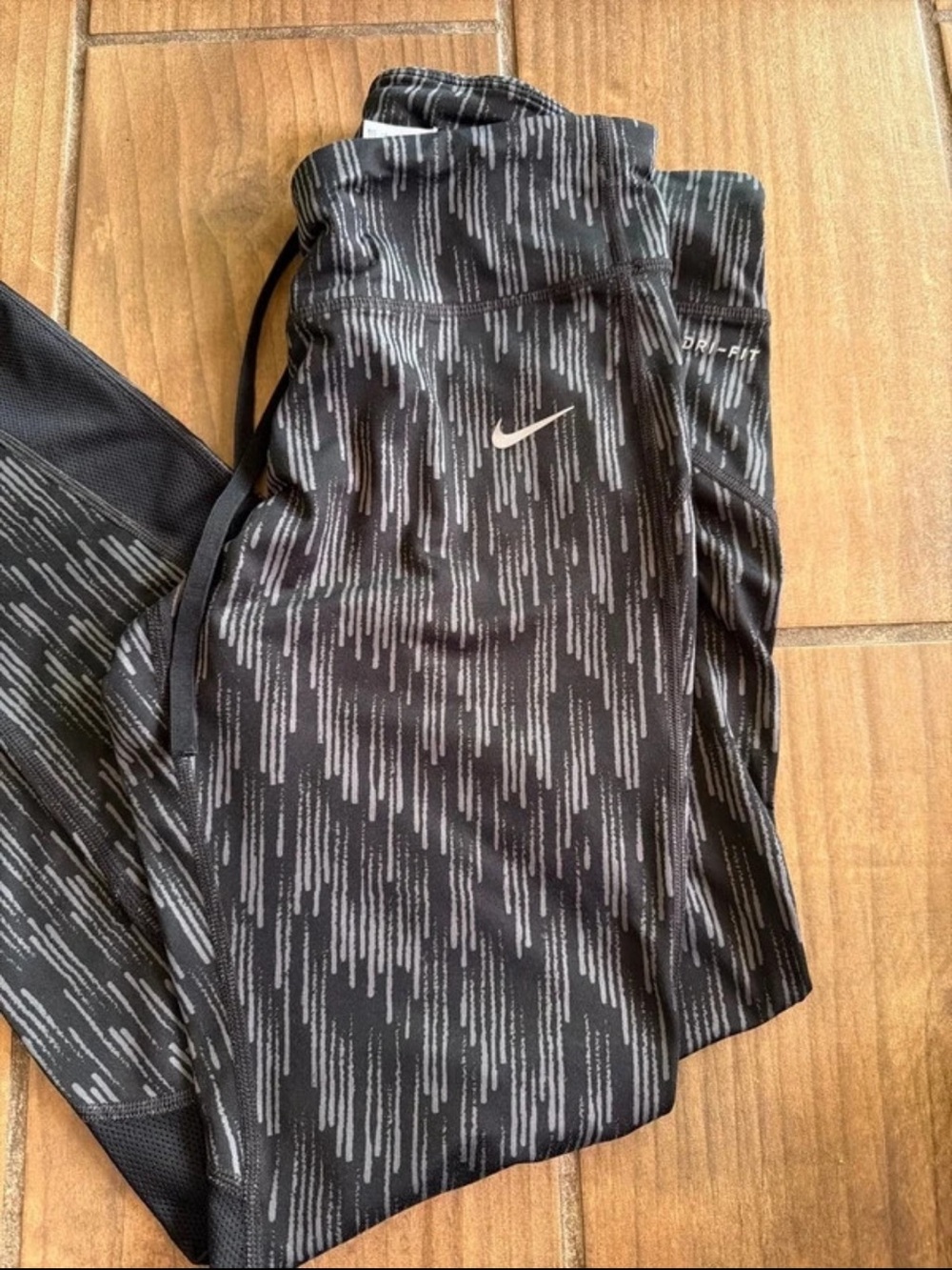 Nike Black Leggings with Silver Dash Print
